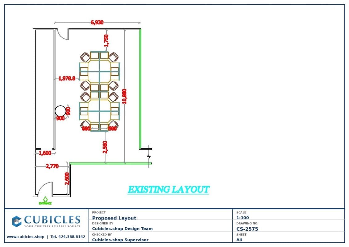 Professional office cubicle layout floor plan CS-2575 by Cubicles.shop