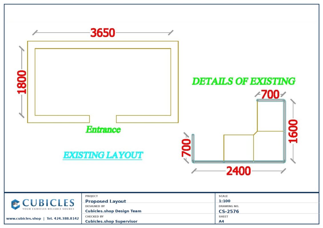 Professional office cubicle layout floor plan CS-2576 — Office Reception Counter by Cubicles.shop