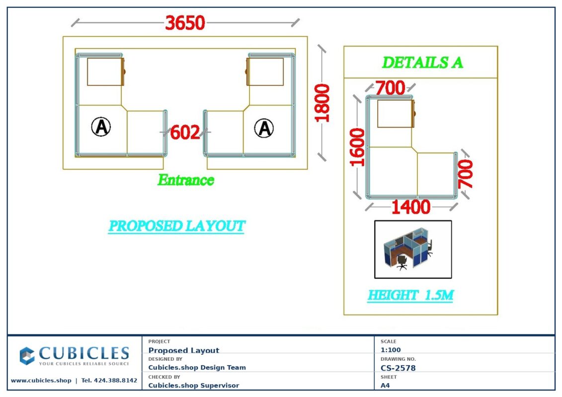 Professional office cubicle layout floor plan CS-2578 by Cubicles.shop