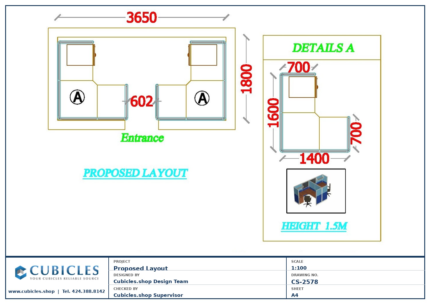 Cubicles-CS-2578 Professional office cubicle layout floor plan CS-2578 by Cubicles.shop