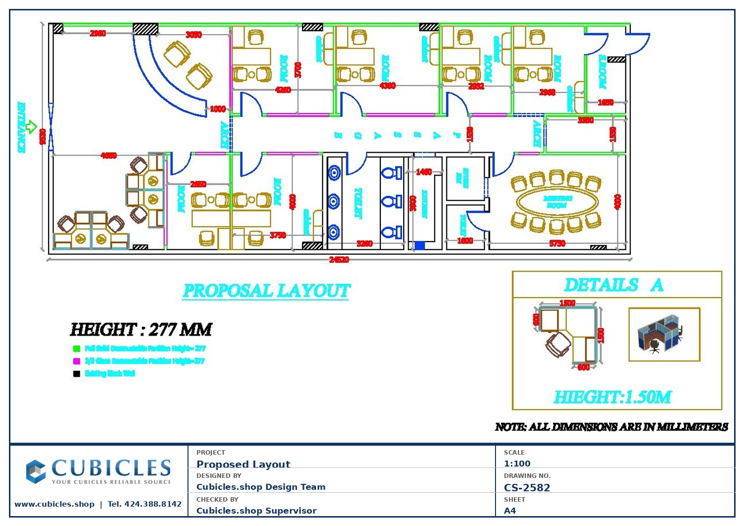 Cubicles-CS-2582 Professional office cubicle layout floor plan CS-2582 — Multi Office Furniture Layout by Cubicles.shop