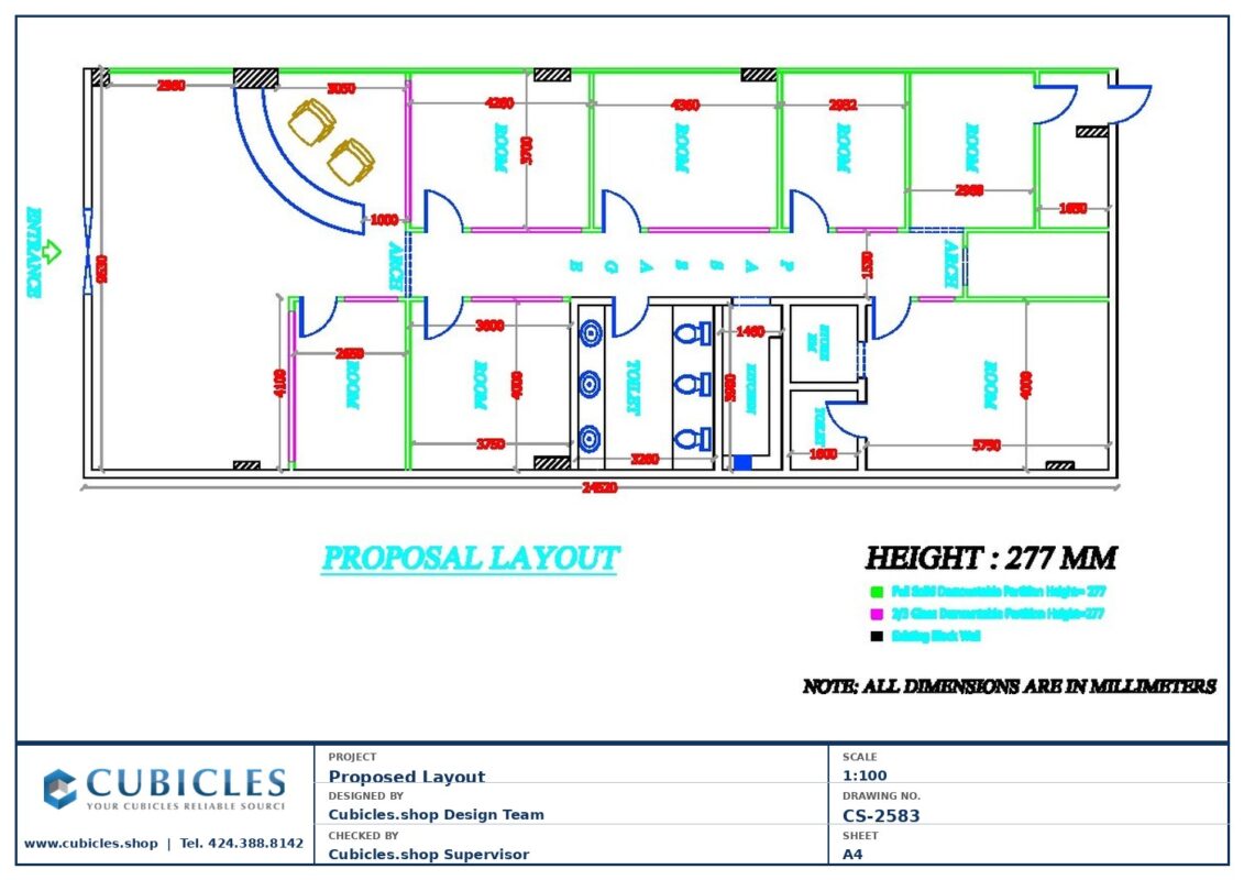 Professional office cubicle layout floor plan CS-2583 by Cubicles.shop