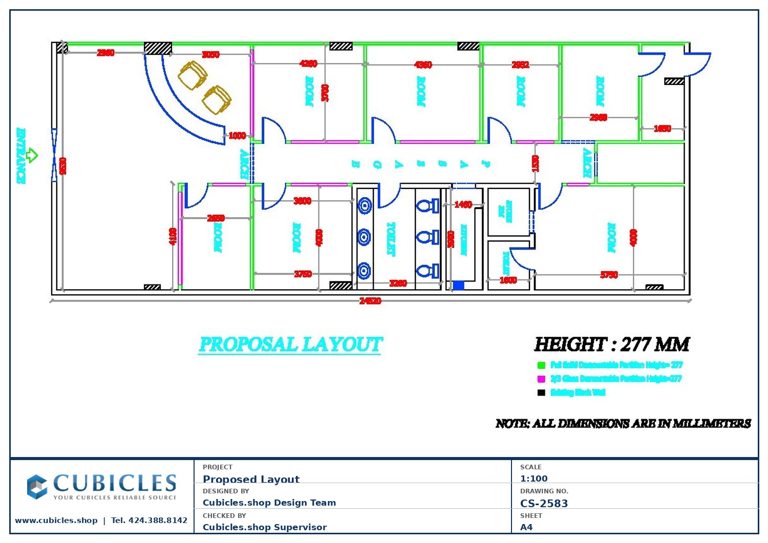 Cubicles-CS-2583 Professional office cubicle layout floor plan CS-2583 by Cubicles.shop