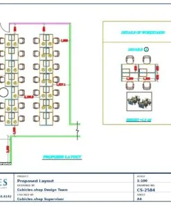 Professional office cubicle layout floor plan CS-2584 by Cubicles.shop