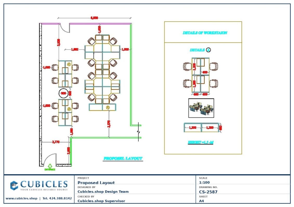 Professional office cubicle layout floor plan CS-2587 by Cubicles.shop