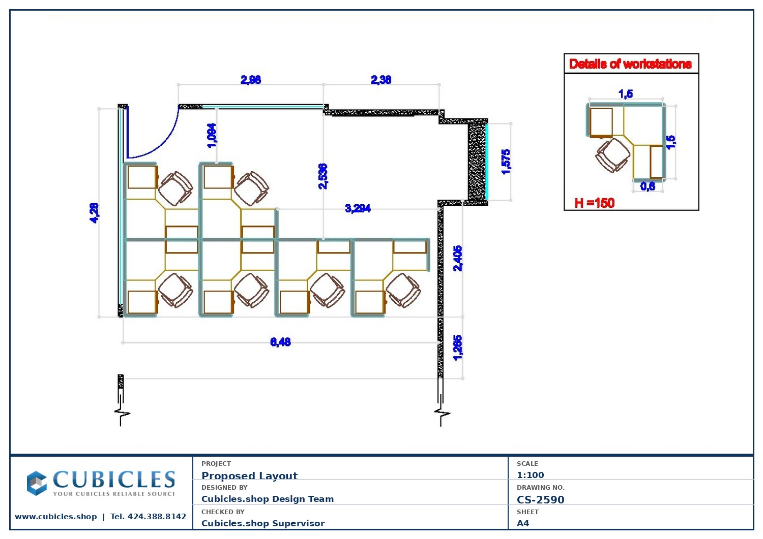 Cubicles-CS-2590 Professional office cubicle layout floor plan CS-2590 by Cubicles.shop