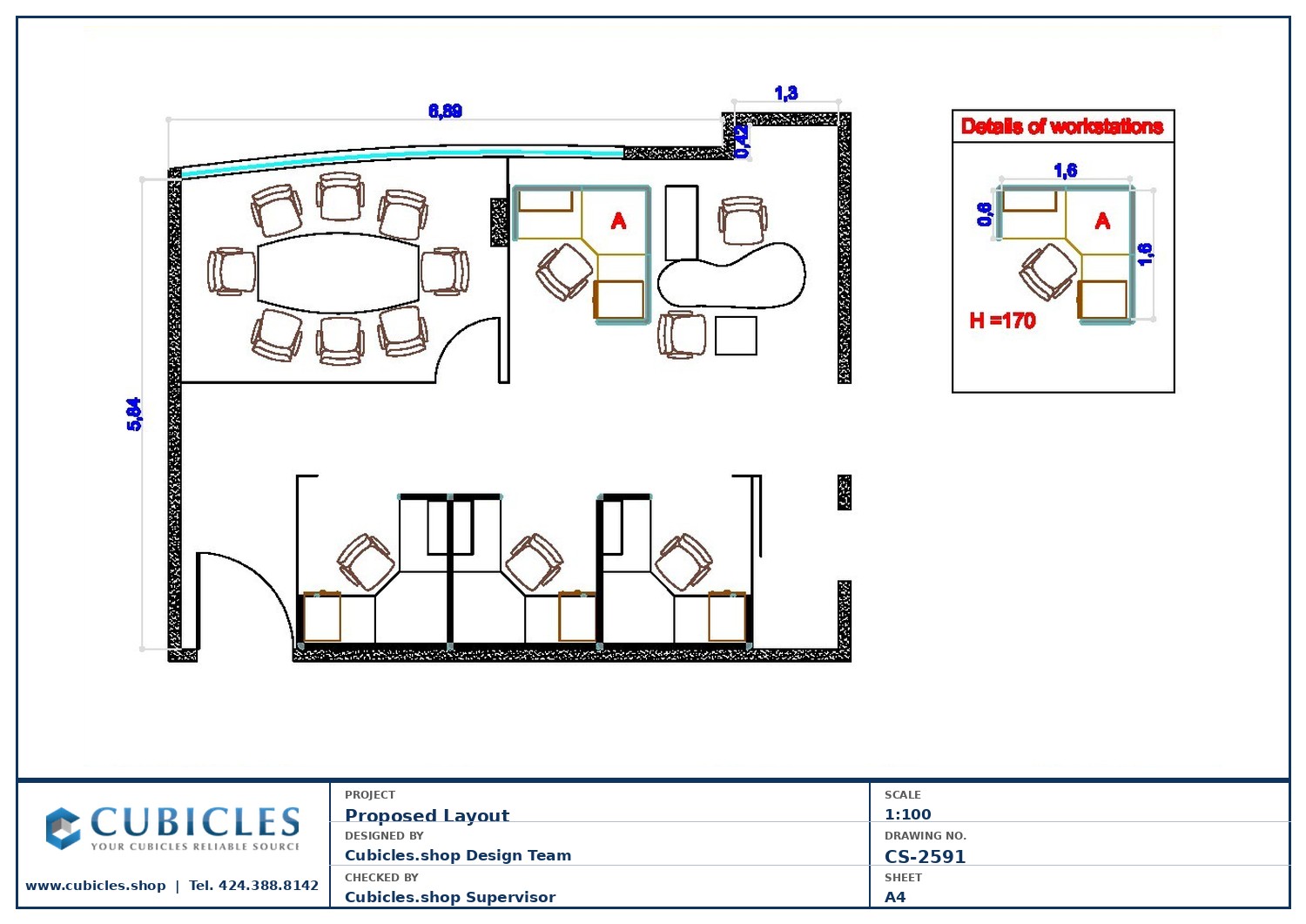 Cubicles-CS-2591 Professional office cubicle layout floor plan CS-2591 by Cubicles.shop