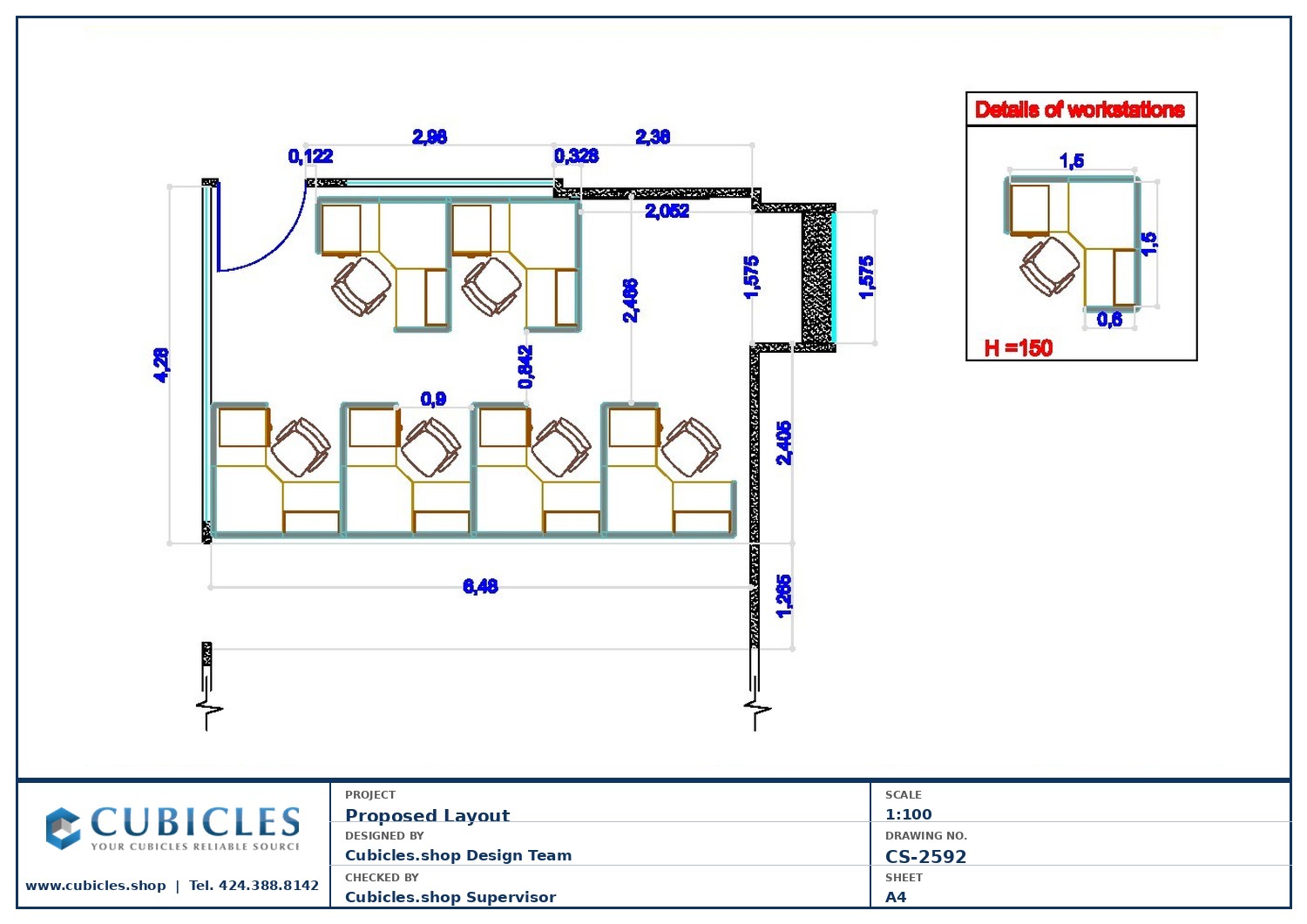 Cubicles-CS-2592 Professional office cubicle layout floor plan CS-2592 by Cubicles.shop