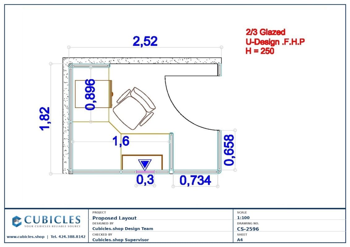 Professional office cubicle layout floor plan CS-2596 by Cubicles.shop