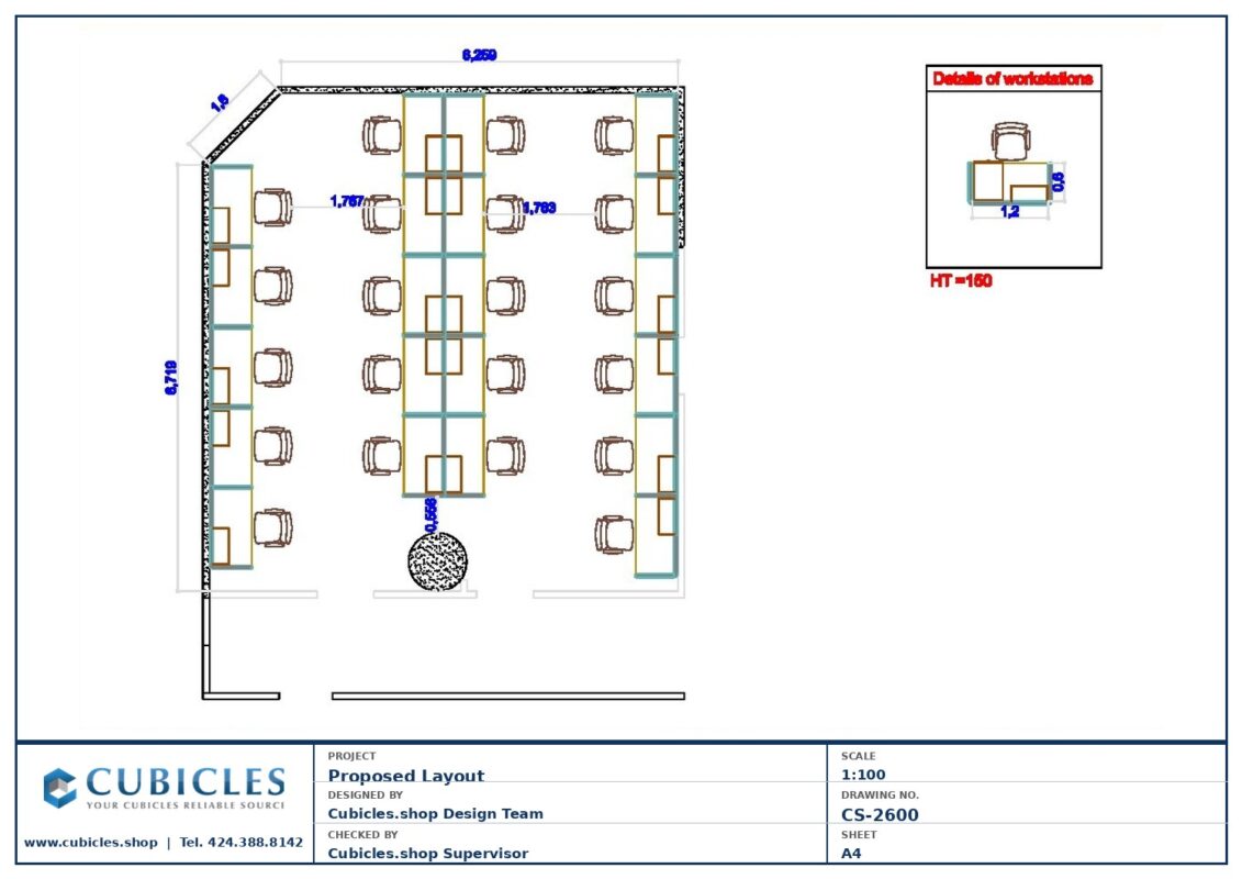 Professional office cubicle layout floor plan CS-2600 by Cubicles.shop