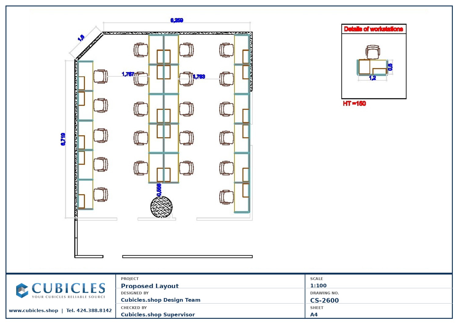 Cubicles-CS-2600 Professional office cubicle layout floor plan CS-2600 by Cubicles.shop