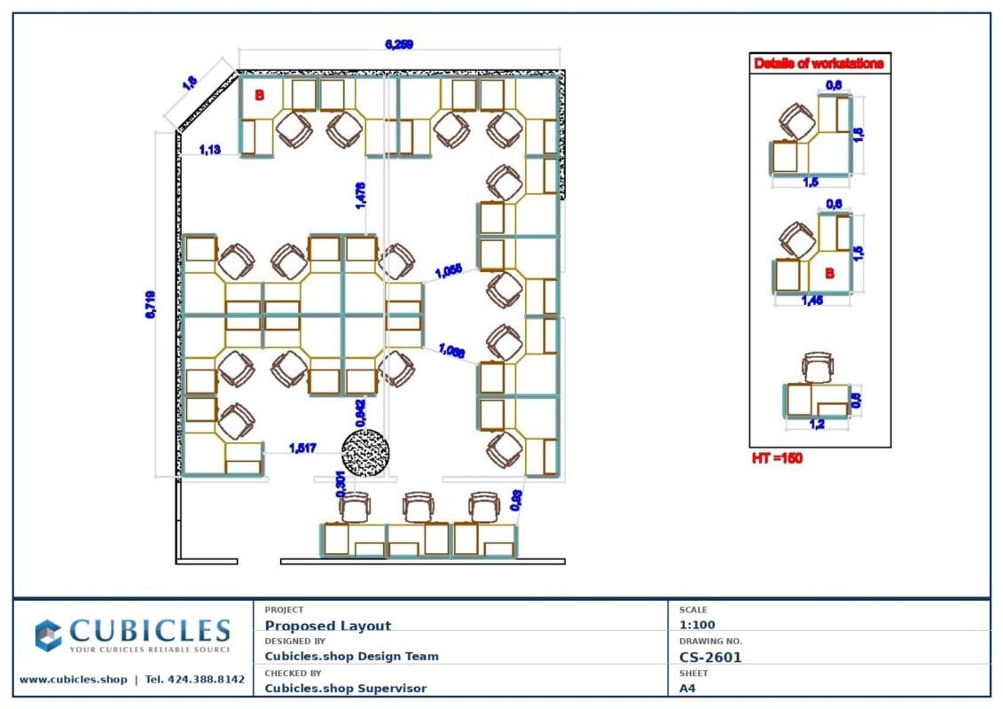 Professional office cubicle layout floor plan CS-2601 by Cubicles.shop