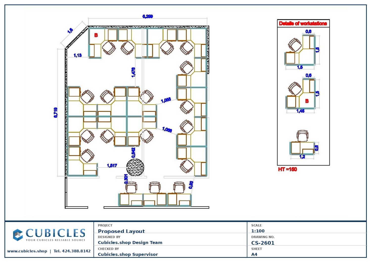 Cubicles-CS-2601 Professional office cubicle layout floor plan CS-2601 by Cubicles.shop