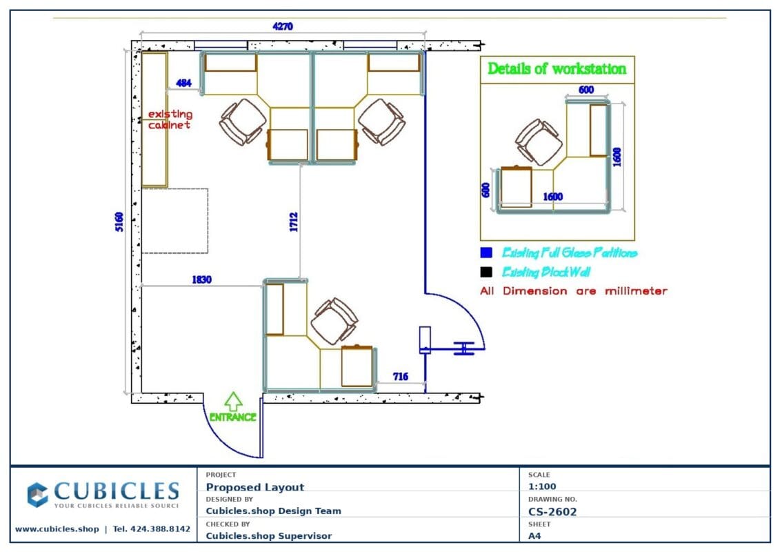 Professional office cubicle layout floor plan CS-2602 by Cubicles.shop
