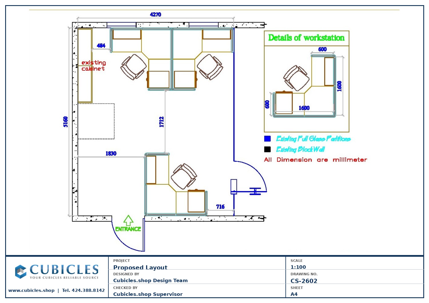 Cubicles-CS-2602 Professional office cubicle layout floor plan CS-2602 by Cubicles.shop