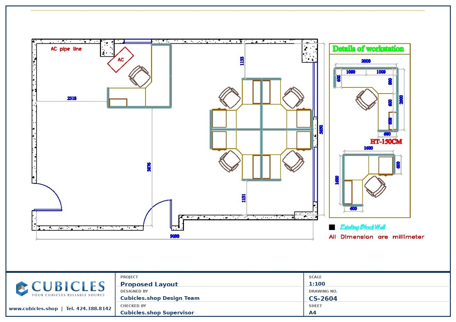 Cubicles-CS-2604 Professional office cubicle layout floor plan CS-2604 by Cubicles.shop