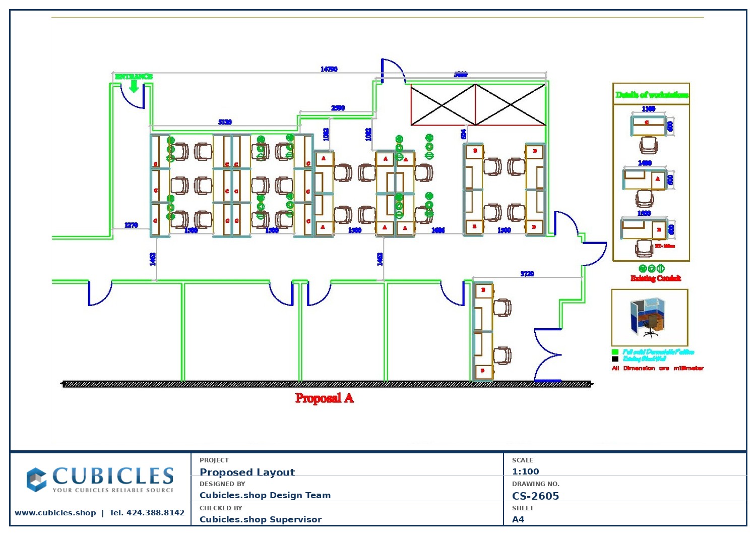 Cubicles-CS-2605 Professional office cubicle layout floor plan CS-2605 by Cubicles.shop