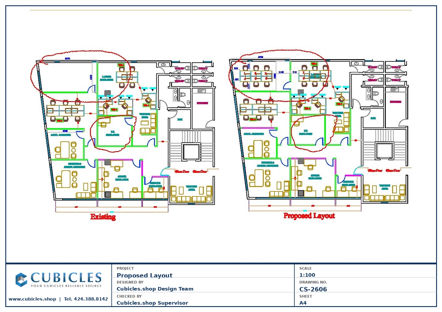 Cubicles-CS-2606 Professional office cubicle layout floor plan CS-2606 by Cubicles.shop