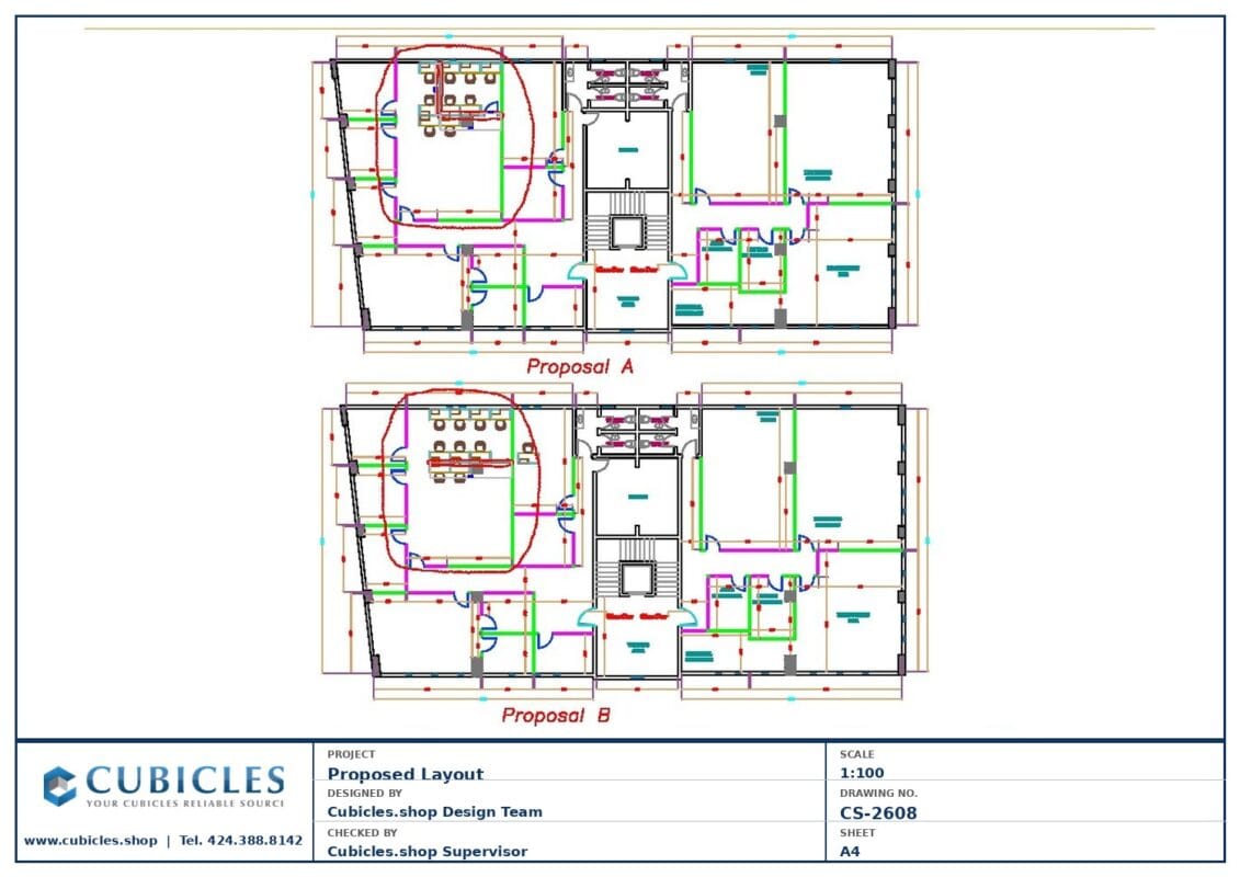 Professional office cubicle layout floor plan CS-2608 by Cubicles.shop