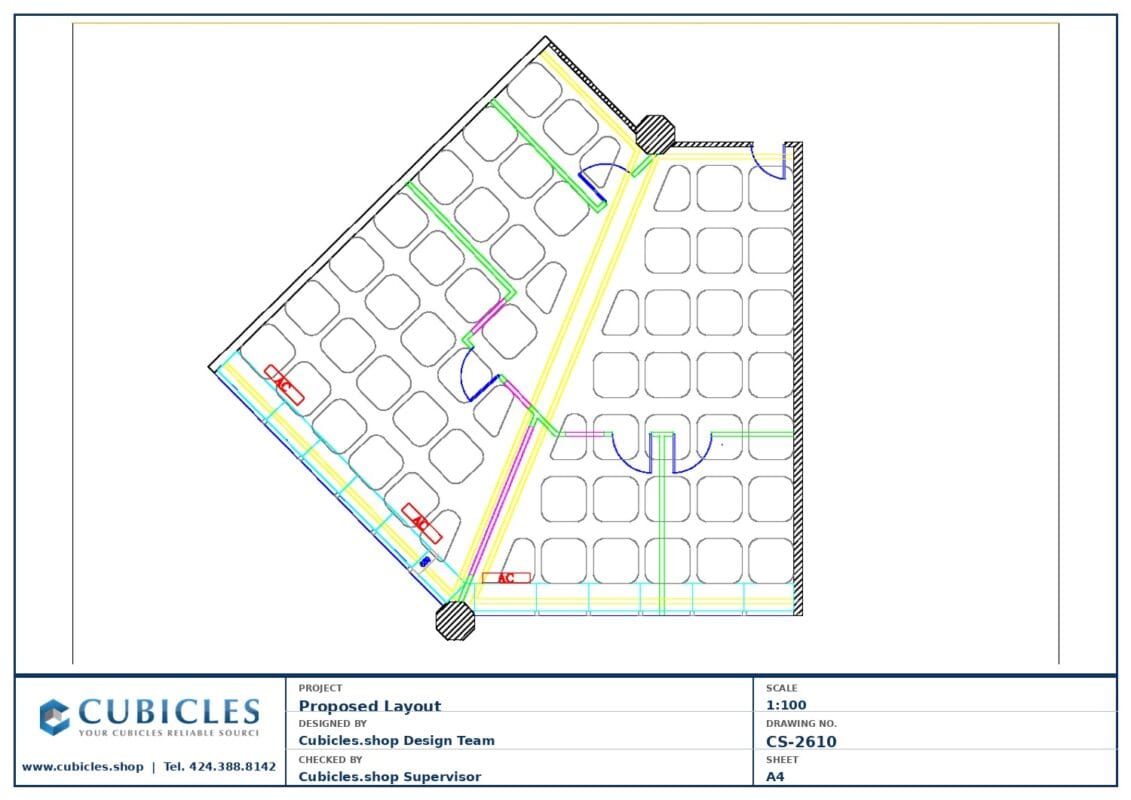 Professional office cubicle layout floor plan CS-2610 by Cubicles.shop