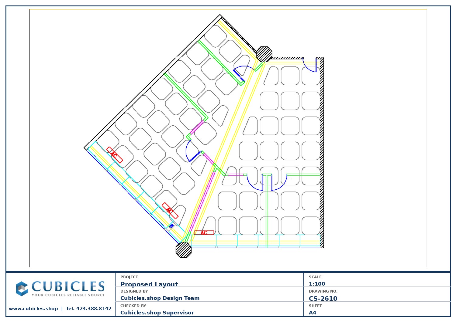 Cubicles-CS-2610 Professional office cubicle layout floor plan CS-2610 by Cubicles.shop