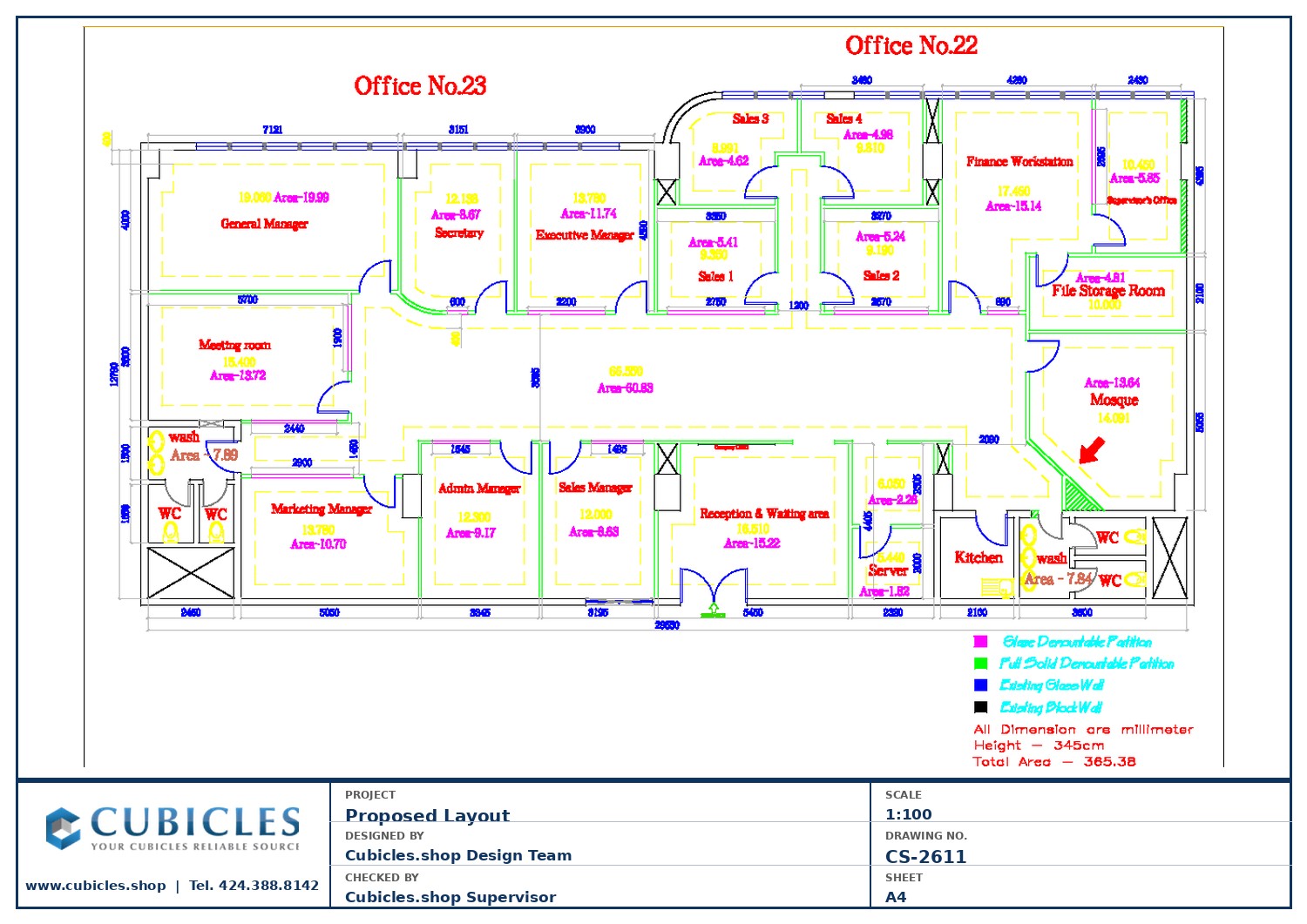 Cubicles-CS-2611 Professional office cubicle layout floor plan CS-2611 by Cubicles.shop
