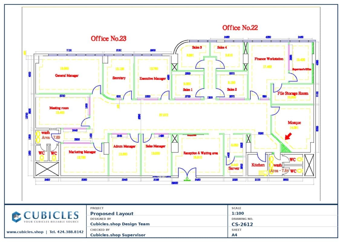 Professional office cubicle layout floor plan CS-2612 by Cubicles.shop