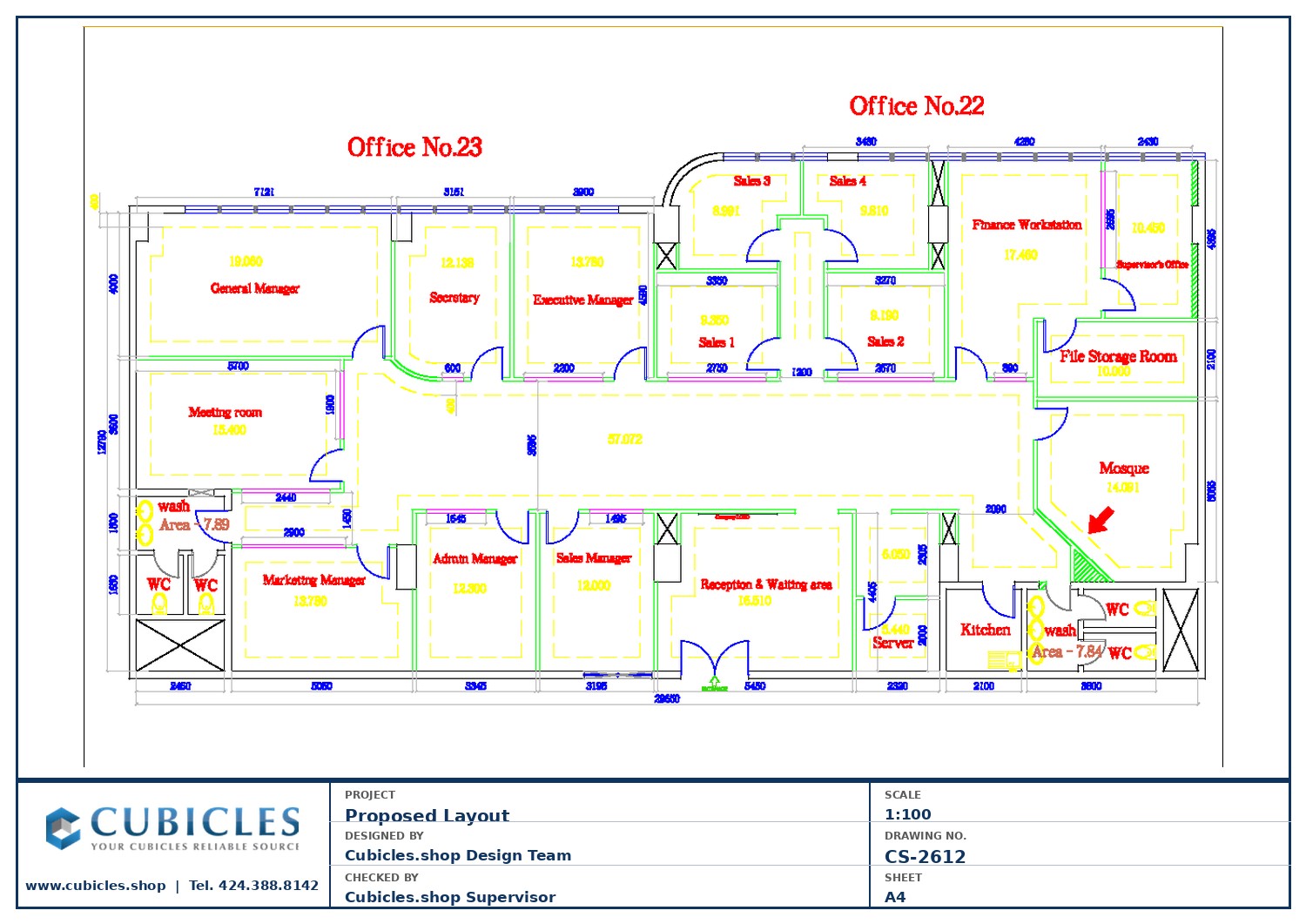 Cubicles-CS-2612 Professional office cubicle layout floor plan CS-2612 by Cubicles.shop
