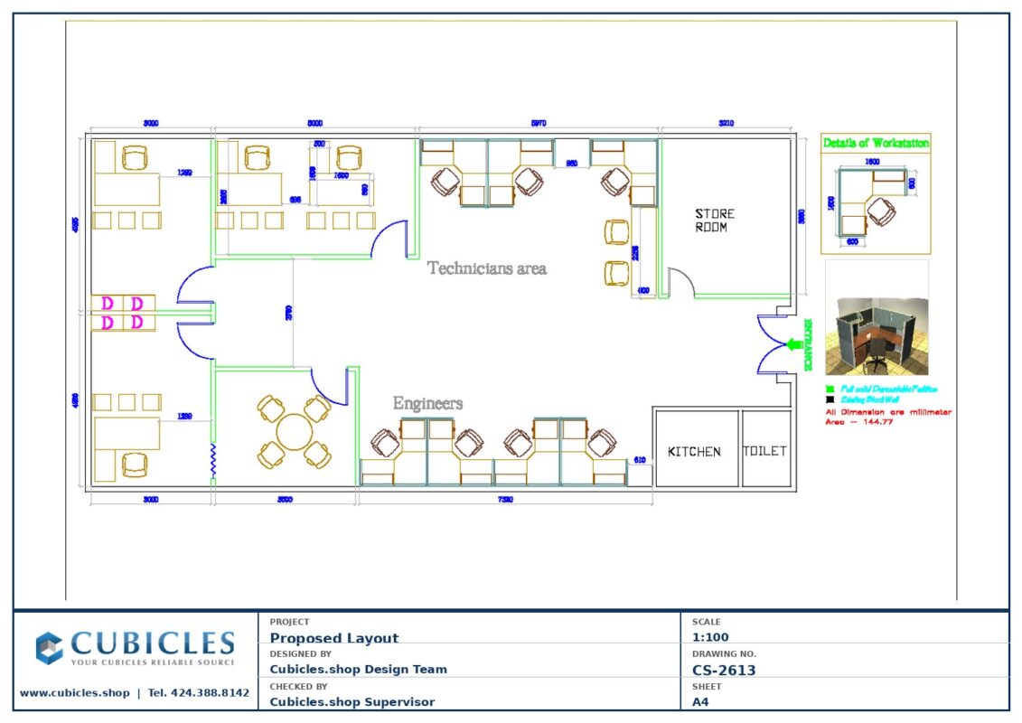 Professional office cubicle layout floor plan CS-2613 by Cubicles.shop