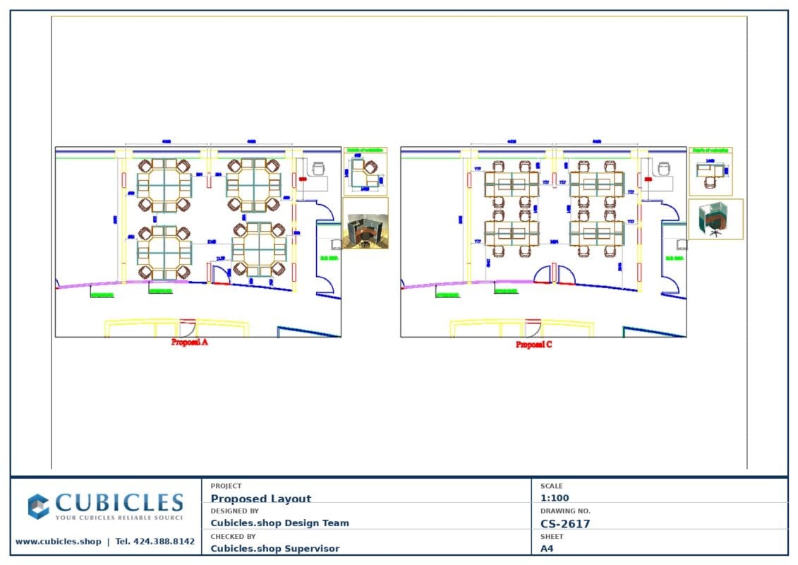 Professional office cubicle layout floor plan CS-2617 by Cubicles.shop