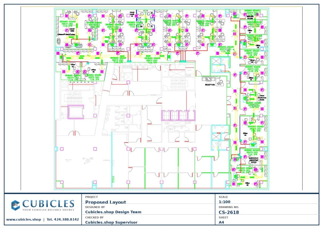 Professional office cubicle layout floor plan CS-2618 by Cubicles.shop