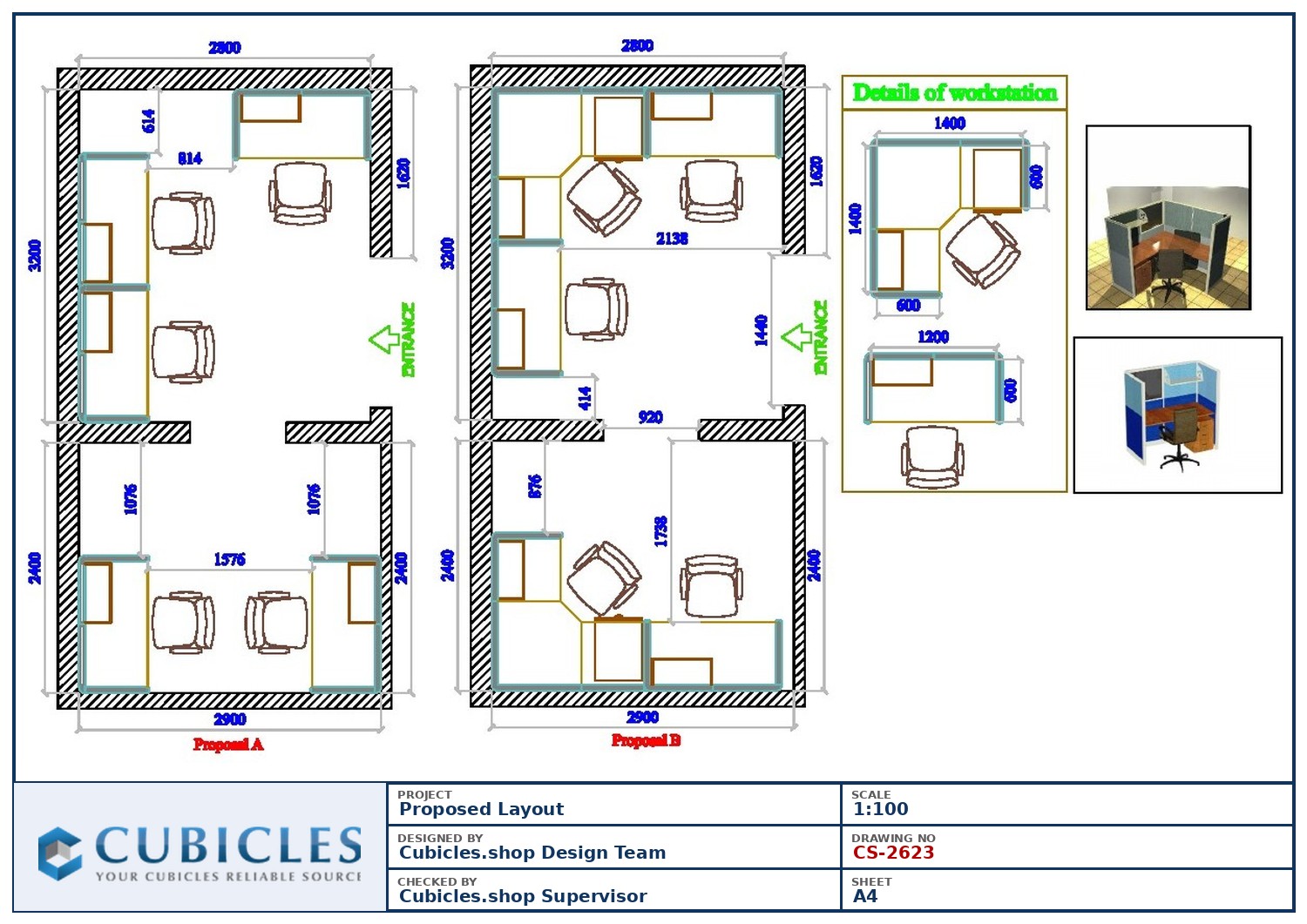 Cubicles-CS-2623 Professional office cubicle layout floor plan CS-2623 by Cubicles.shop