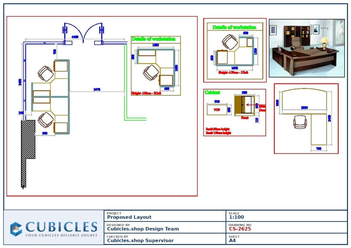 Professional office cubicle layout floor plan CS-2625 by Cubicles.shop
