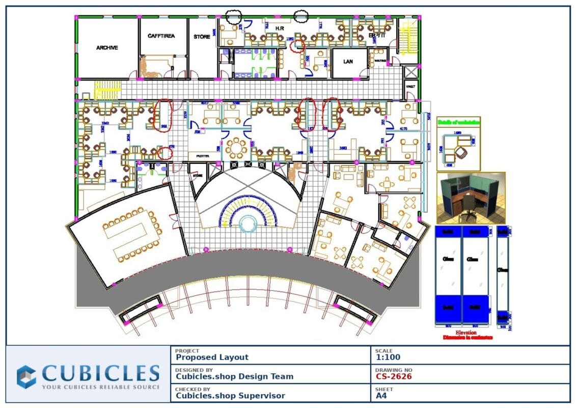 Professional office cubicle layout floor plan CS-2626 — Total Solution Office Cubicles by Cubicles.shop