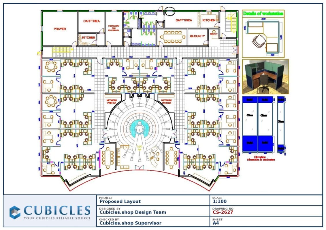 Professional office cubicle layout floor plan CS-2627 by Cubicles.shop