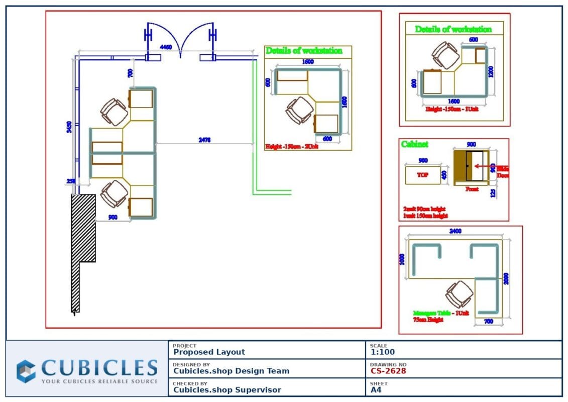 Professional office cubicle layout floor plan CS-2628 by Cubicles.shop