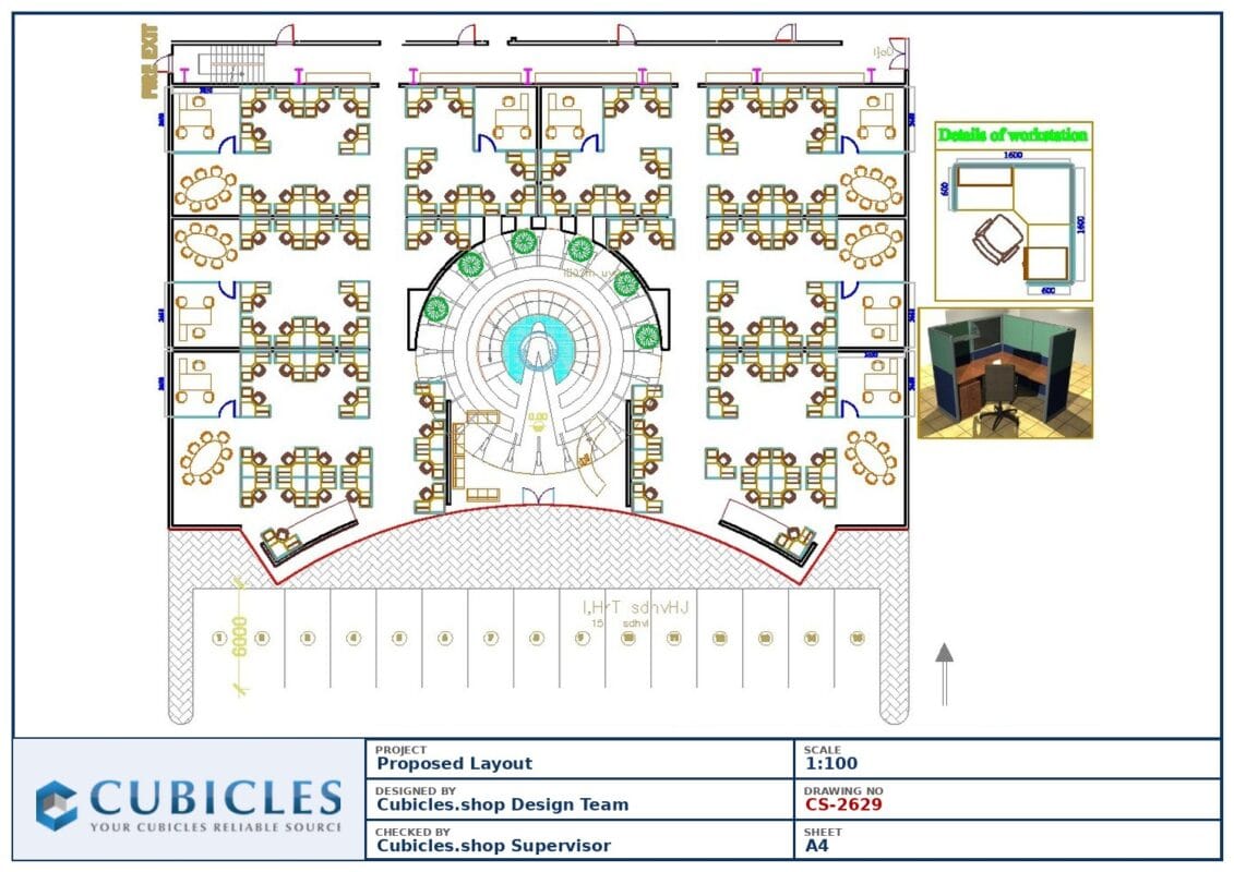 Professional office cubicle layout floor plan CS-2629 by Cubicles.shop