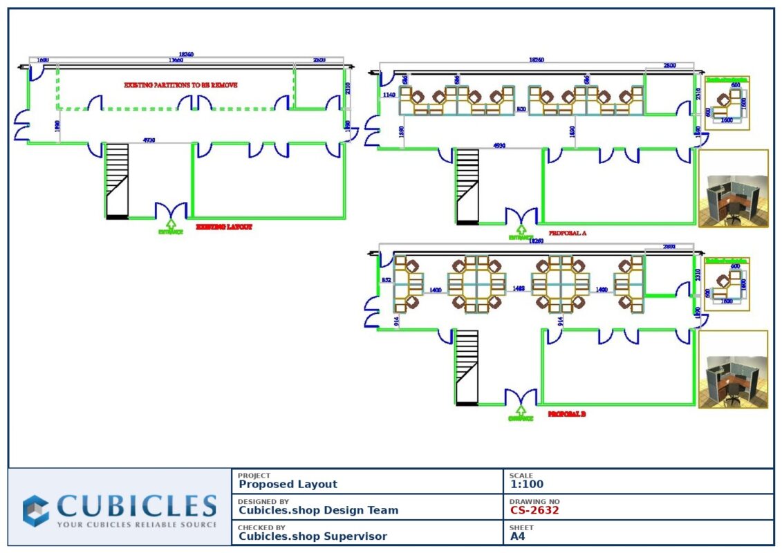 Professional office cubicle layout floor plan CS-2632 by Cubicles.shop