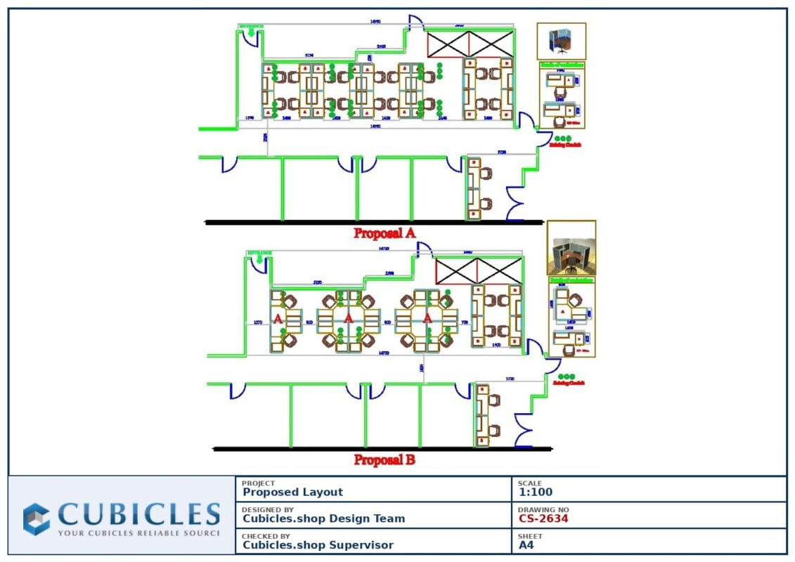 Professional office cubicle layout floor plan CS-2634 by Cubicles.shop