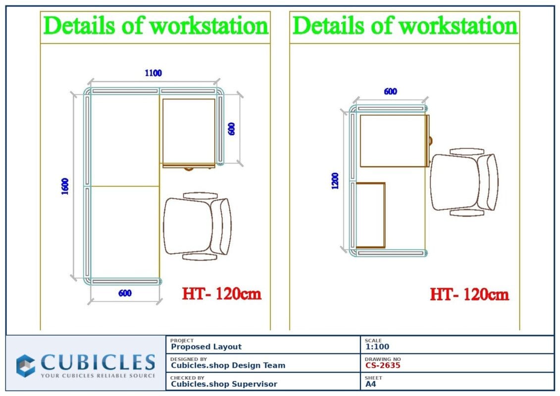 Professional office cubicle layout floor plan CS-2635 by Cubicles.shop