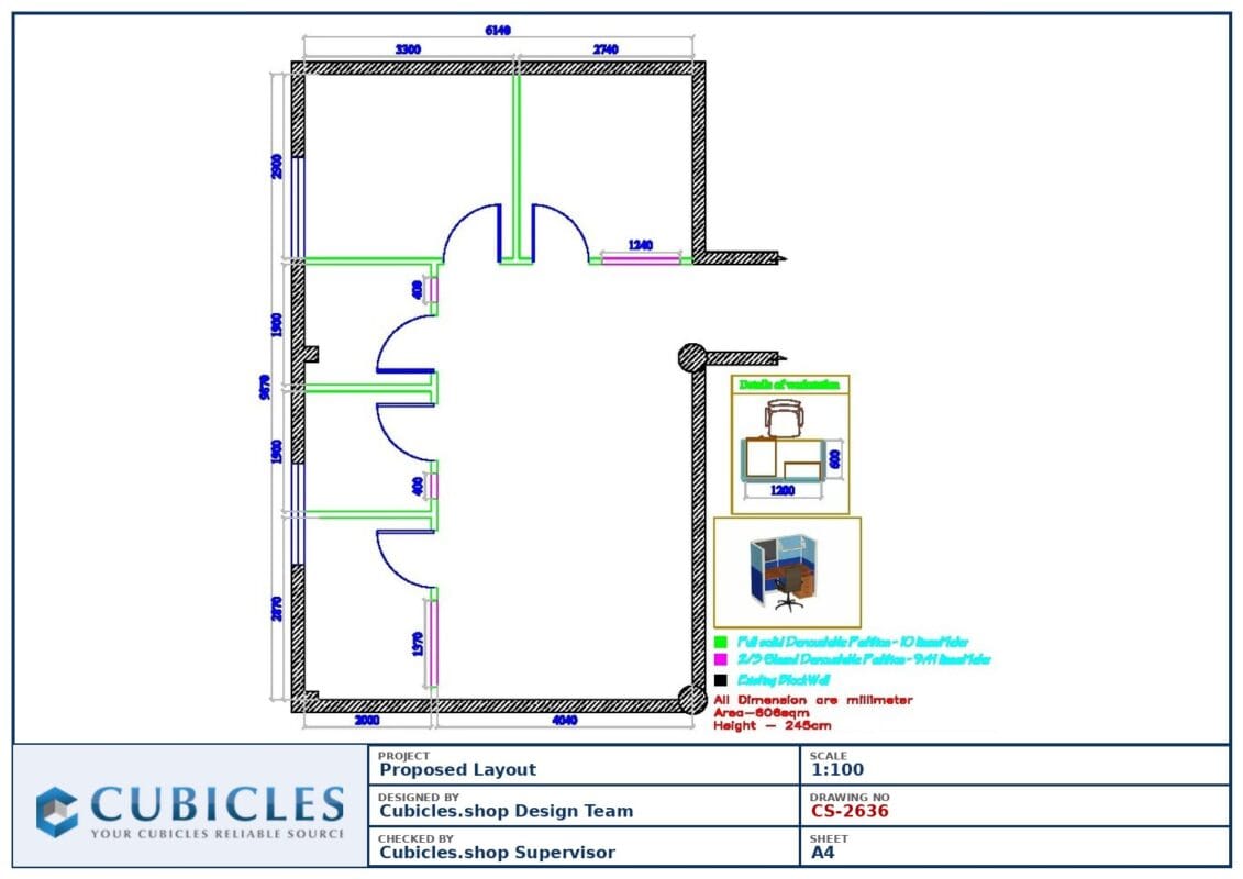 Professional office cubicle layout floor plan CS-2636 by Cubicles.shop