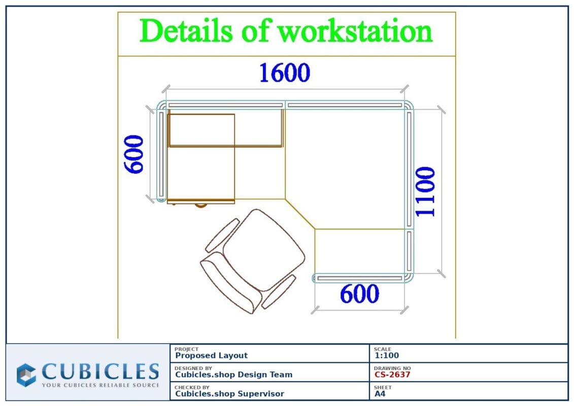 Professional office cubicle layout floor plan CS-2637 by Cubicles.shop