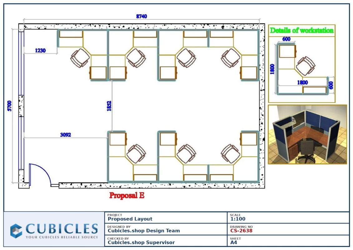 Professional office cubicle layout floor plan CS-2638 by Cubicles.shop