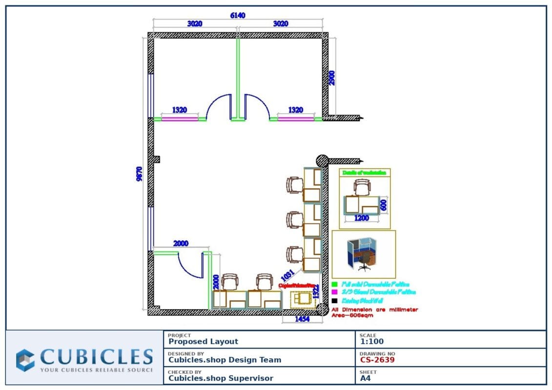 Professional office cubicle layout floor plan CS-2639 by Cubicles.shop