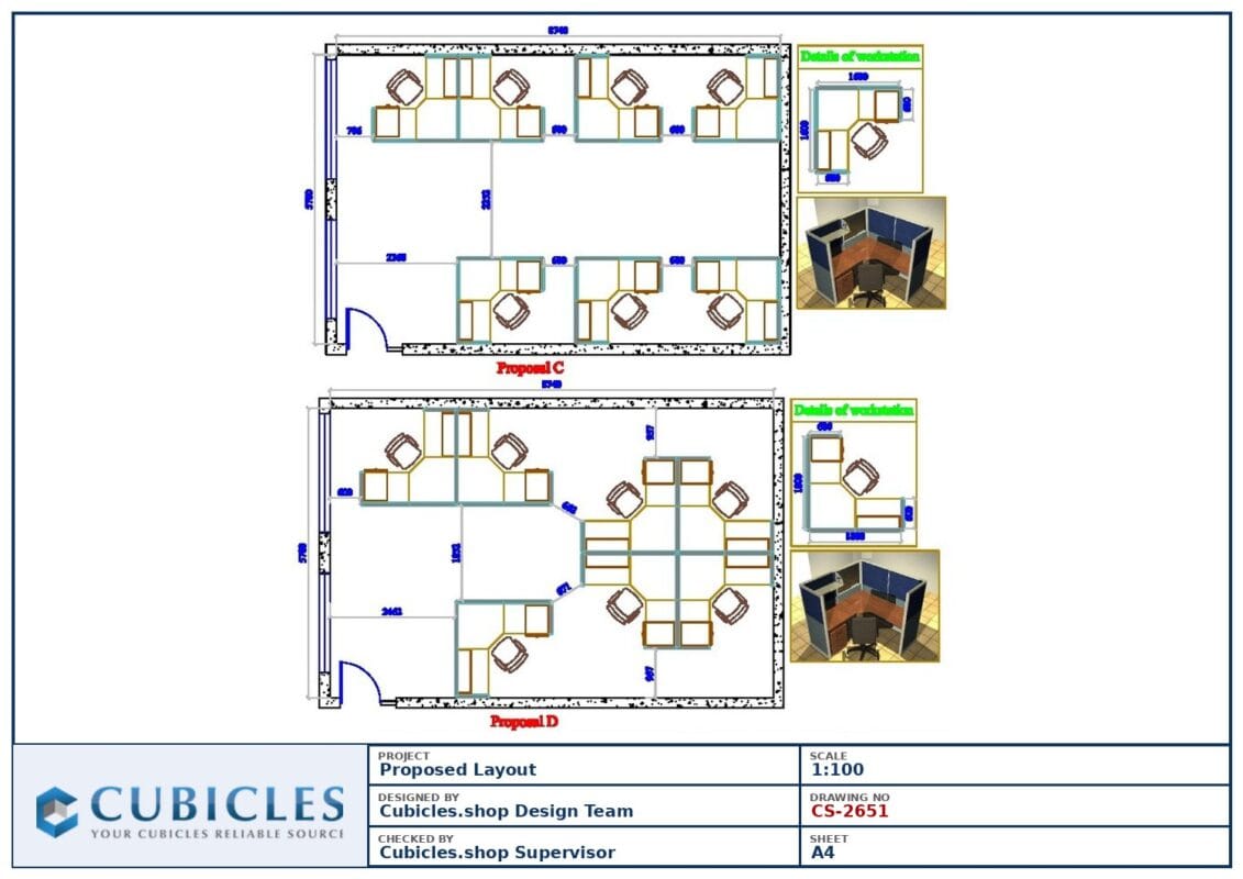 Professional office cubicle layout floor plan CS-2651 by Cubicles.shop