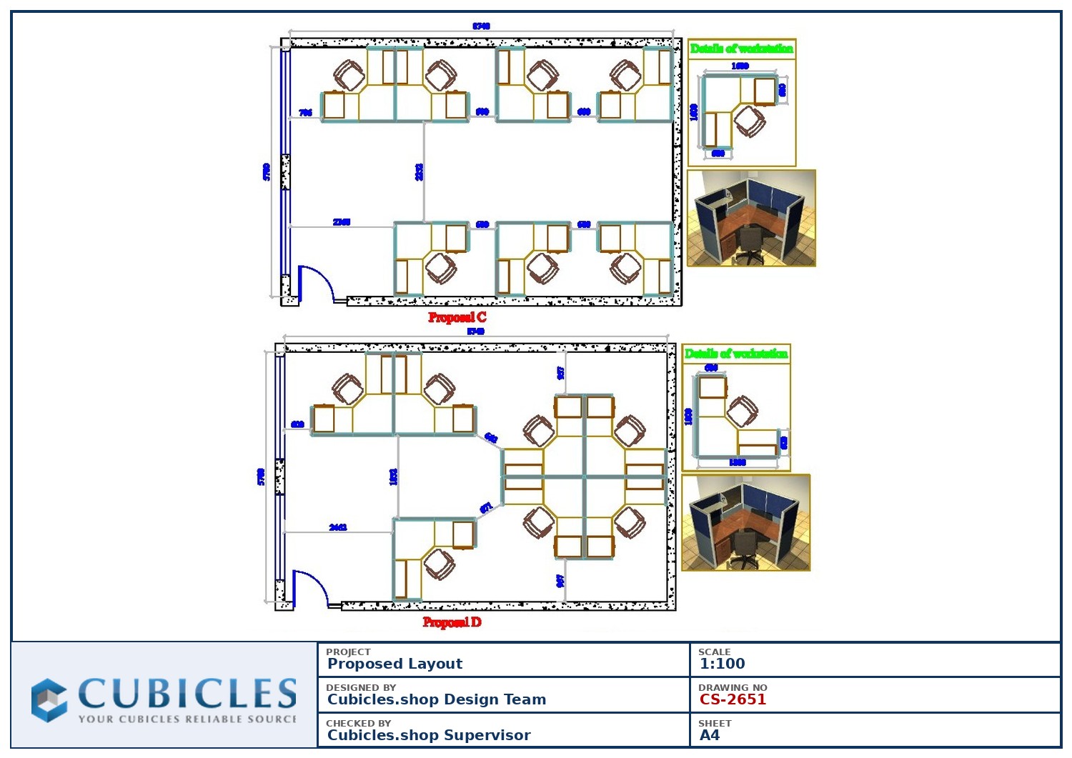 Cubicles-CS-2651 Professional office cubicle layout floor plan CS-2651 by Cubicles.shop
