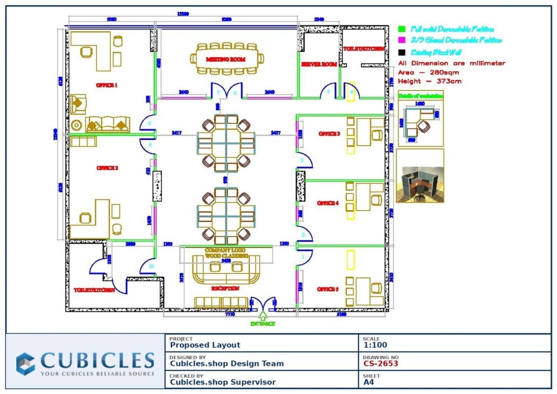 Professional office cubicle layout floor plan CS-2653 by Cubicles.shop