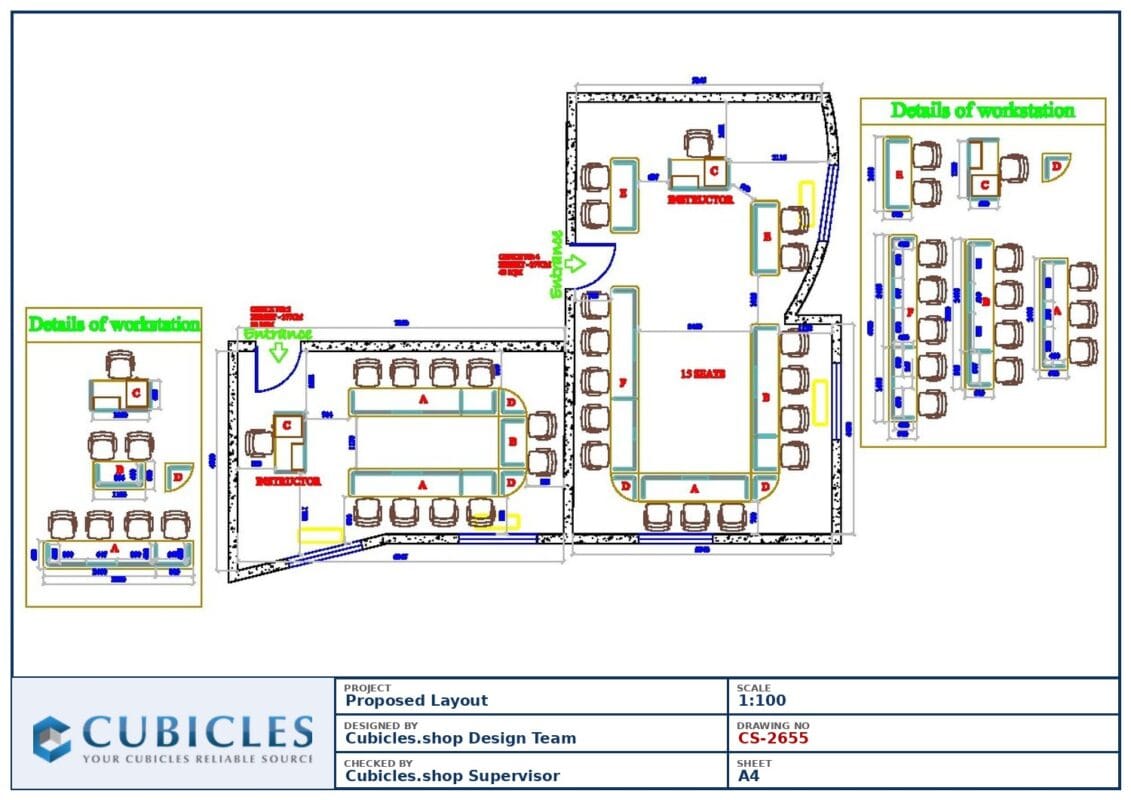 Professional office cubicle layout floor plan CS-2655 by Cubicles.shop