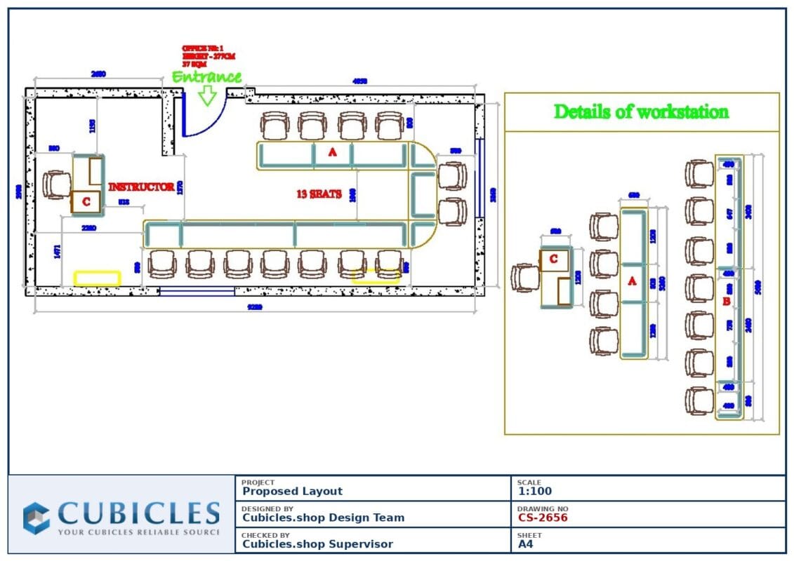 Professional office cubicle layout floor plan CS-2656 by Cubicles.shop