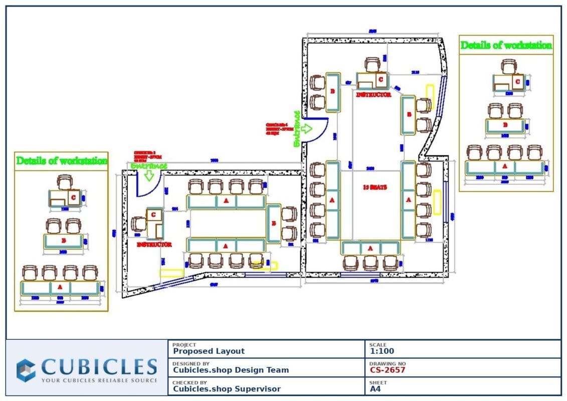 Professional office cubicle layout floor plan CS-2657 by Cubicles.shop